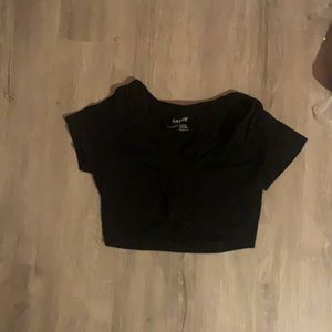 Black garage crop top